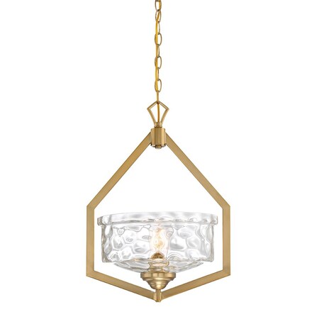 Designers Fountain Drake 60 Watt 1 Light Brushed Gold Pendant with Clear Hammered Glass Shade 96350-BG